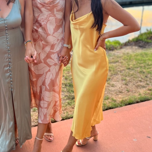 BEBE SATIN SLIP DRESS COWL NECK - Picture 3 of 4